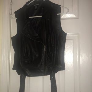 Hot topic leather faux biker vest Moto punk grunge